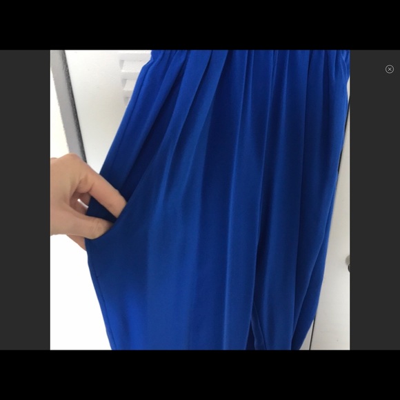 FLASH ⚡️⚡️⚡️ SALE!!! Karina Grimaldi blue silk jumpsuit, size XS - Picture 5 of 8